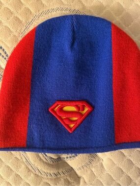 Superman Kids Blue and Red Knit Beanie